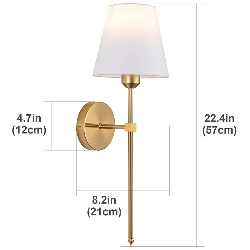 Slim Rod Wall Light Pair with Fabric Shade and Concealed Mounting