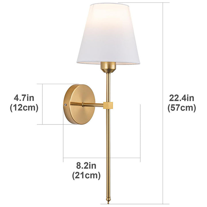 Slim Rod Wall Light Pair with Fabric Shade and Concealed Mounting