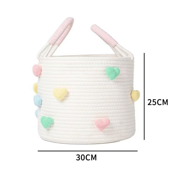 Playful storage basket with heart pattern