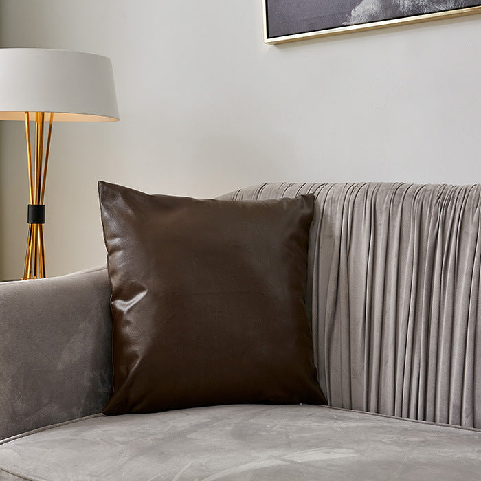 Square premium cushion cover made of vegan Nappa leather with soft-touch surface