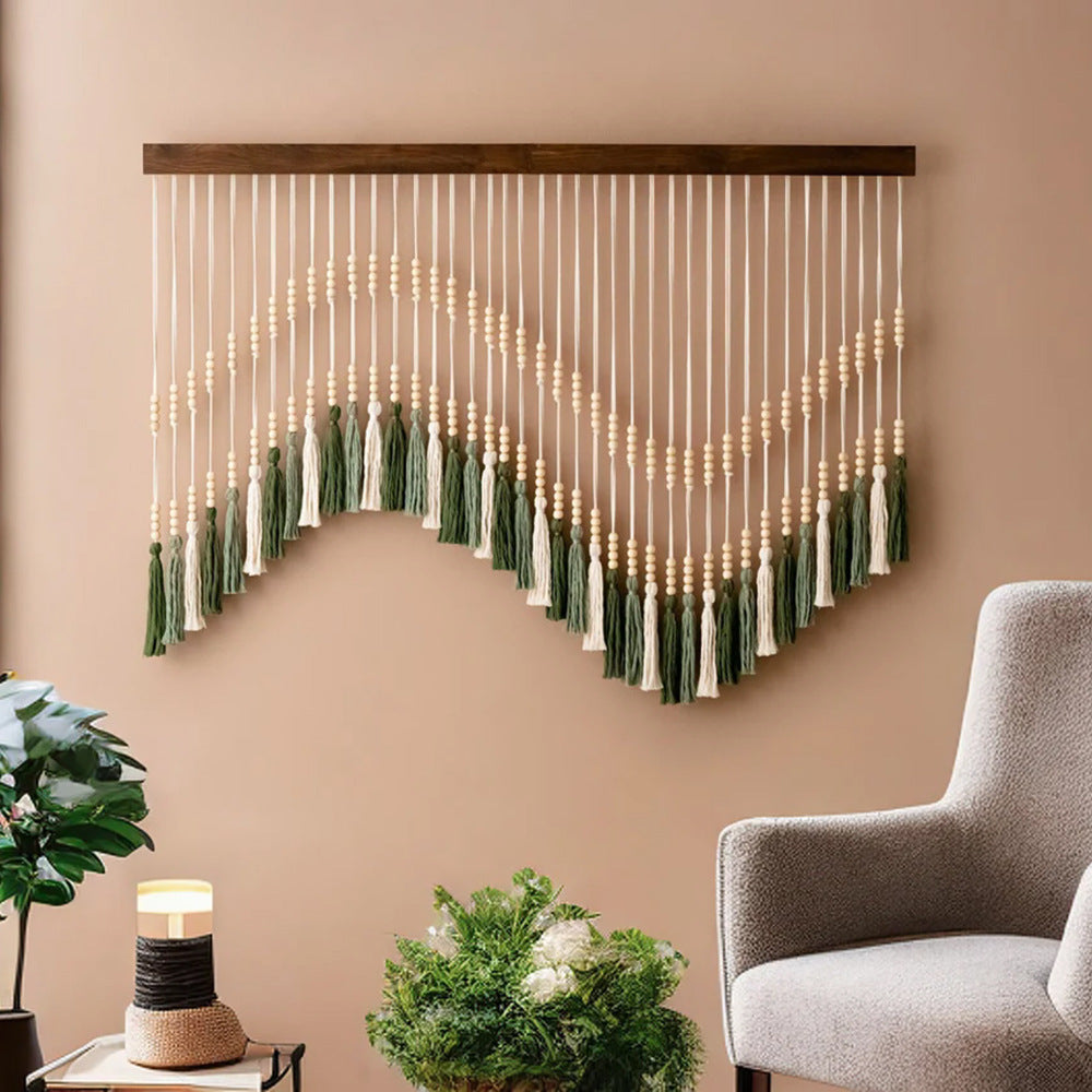 Artful macramé wall hanging with gradient and elegant tassels