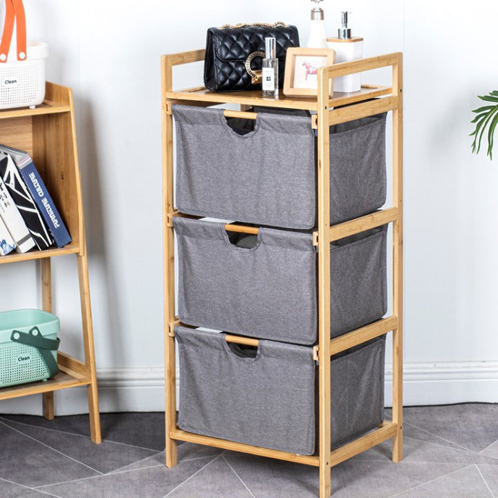 Laundry basket with bamboo frame and fabric insert