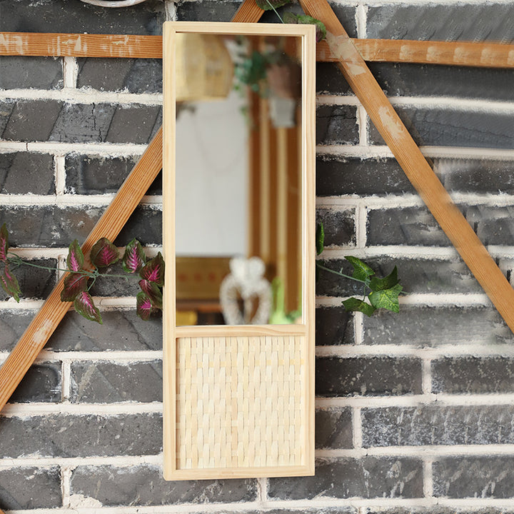 Decorative Wall Mirror Made of Rattan