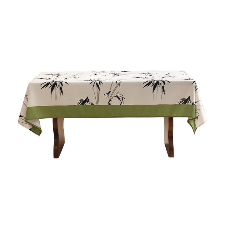 Rectangular tablecloth made of easy-care cotton blend with subtle bamboo print