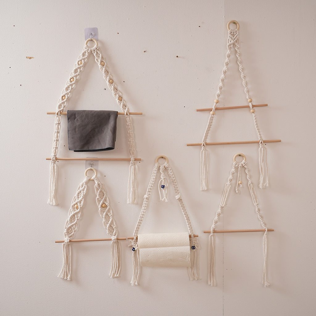 Macrame Hanging Plant Holder with Wooden Rod