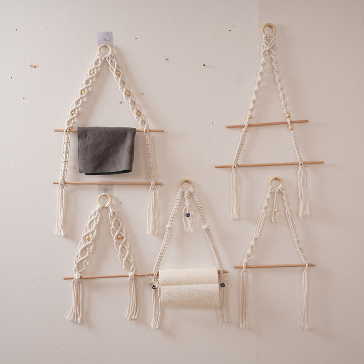 Macrame Hanging Plant Holder with Wooden Rod