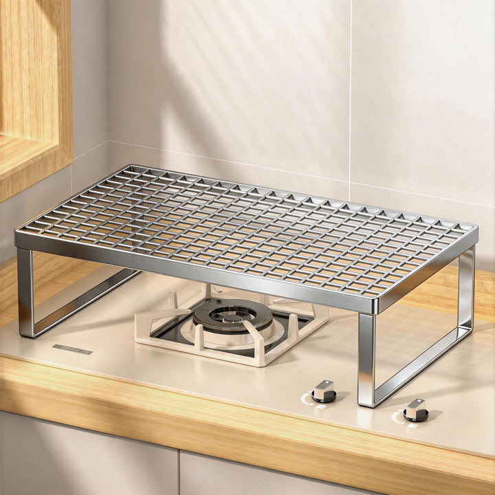 Elevated Gas-Range Protective Countertop Organizer Shelf