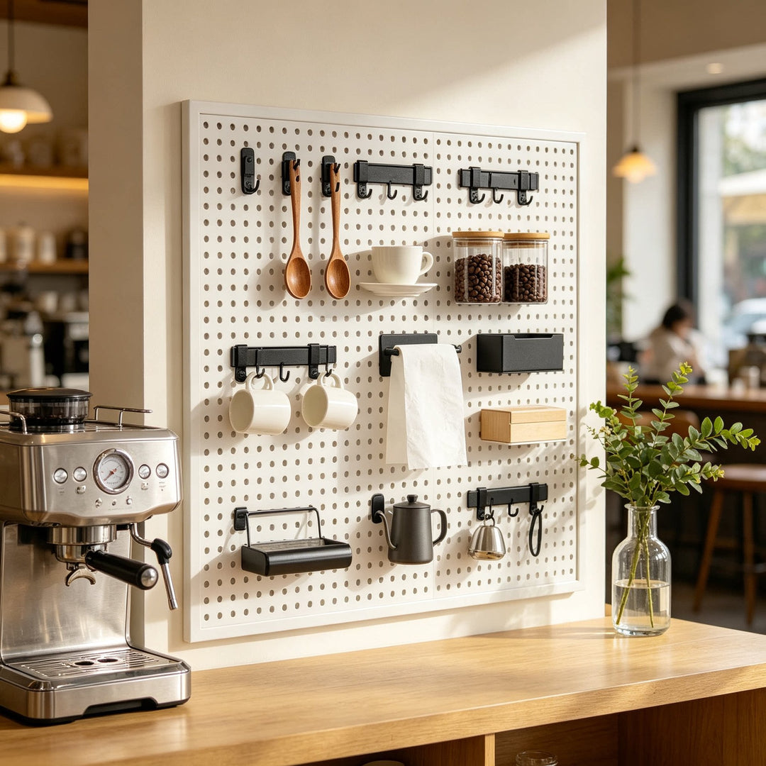Wall-Mounted Perforated Metal Pegboard Organizer Panel