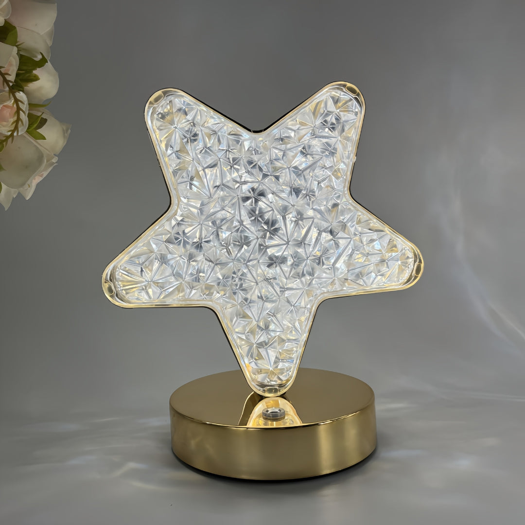 Decorative crystal-textured oval LED table lamp with dimmable touch base