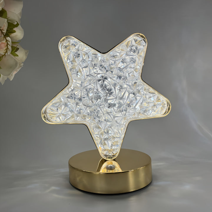Decorative crystal-textured oval LED table lamp with dimmable touch base