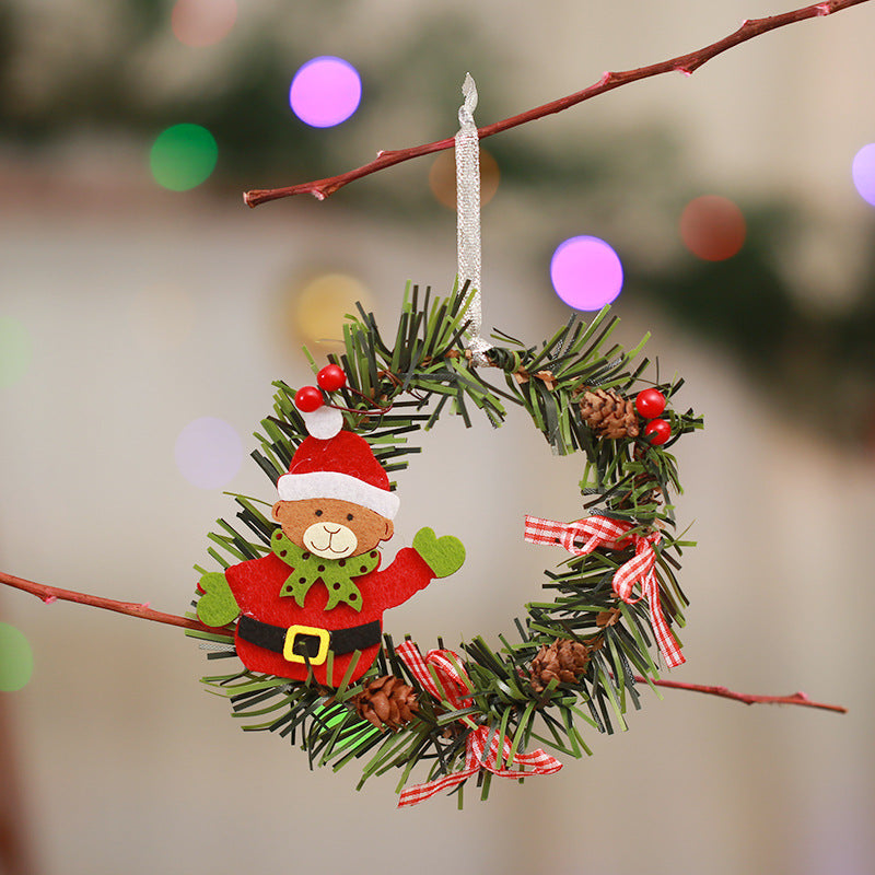 Festive Pine Cone Wreath with Reindeer Decoration