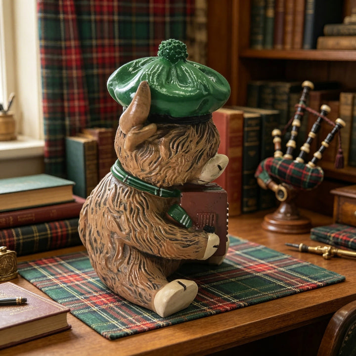 Decorative Highland Cattle Figure with Accordion