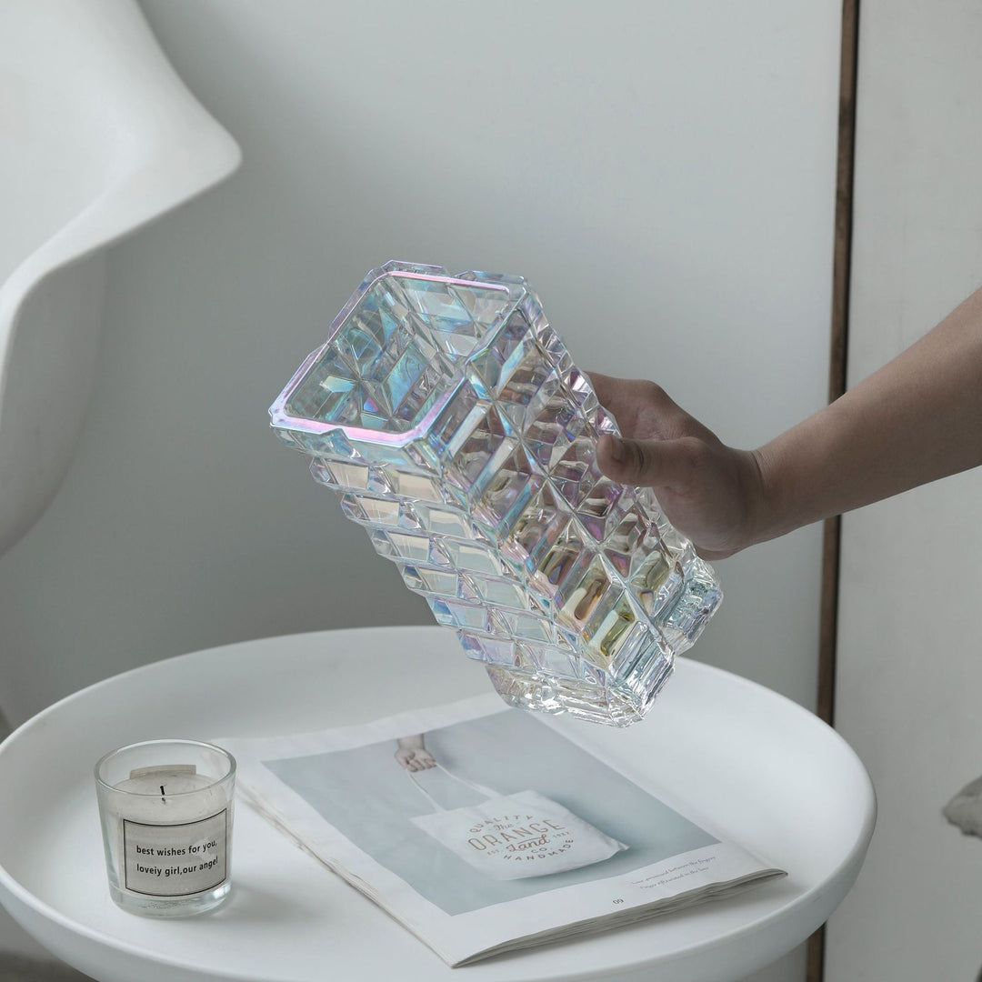 Geometric Textured Glass Vase