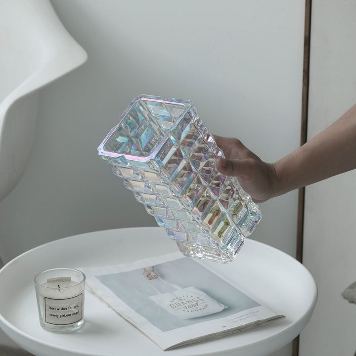 Geometric Textured Glass Vase