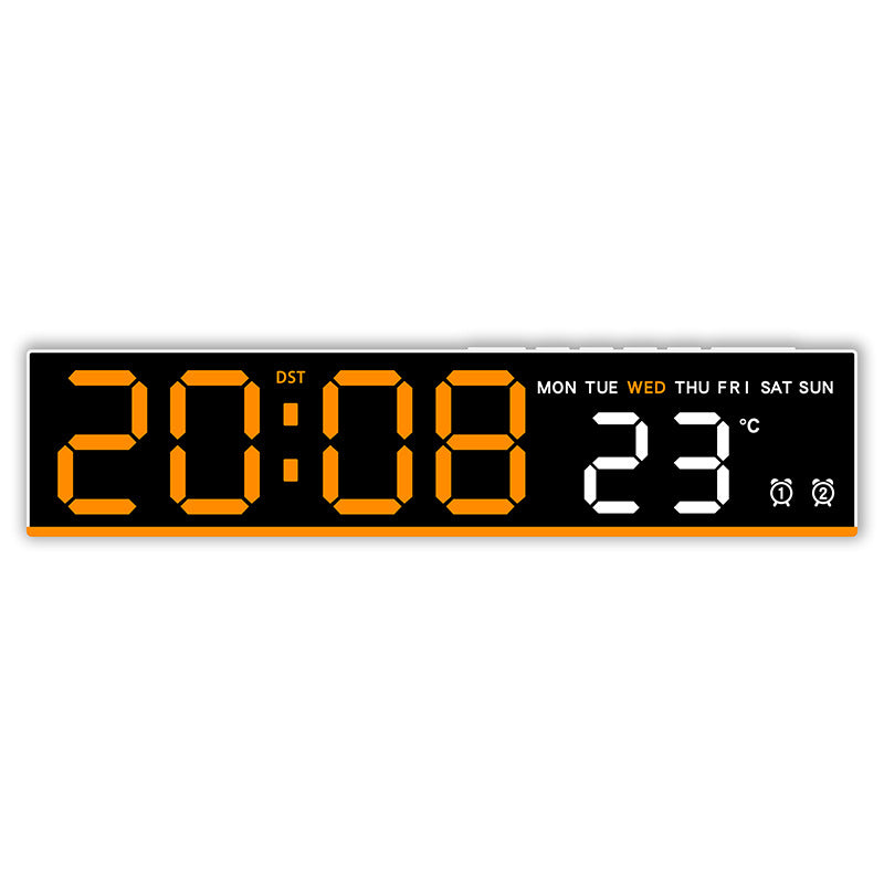 Digital clock with large LED display and temperature display