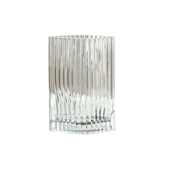 Elegant Ribbed Decorative Glass Vase