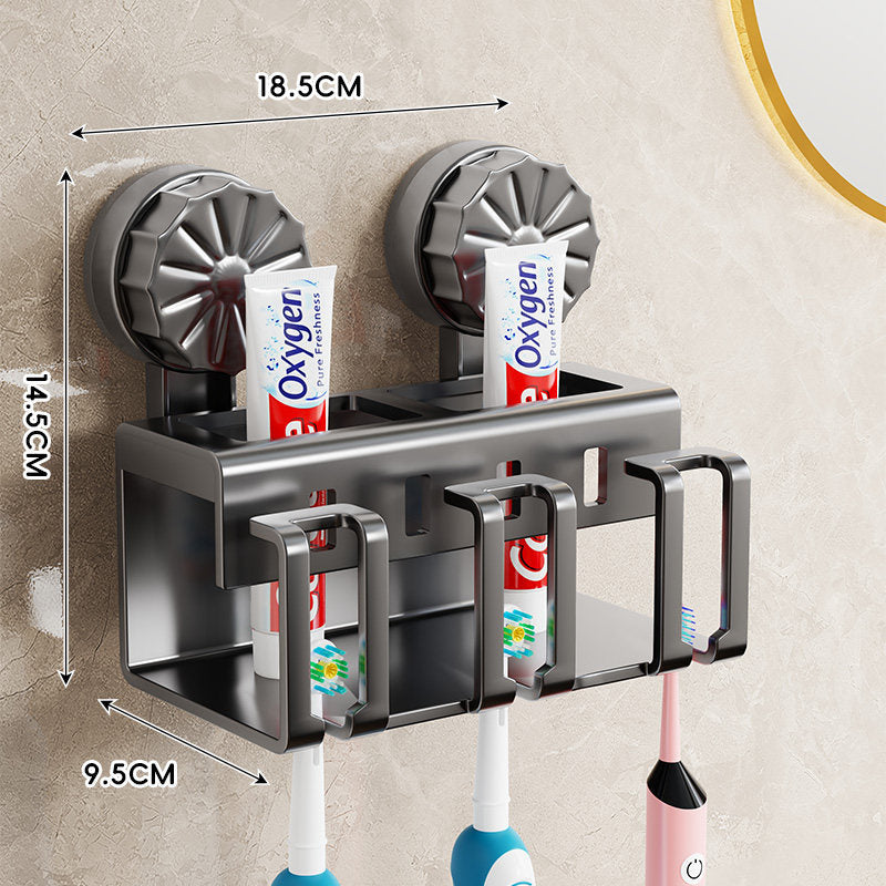 Wall-Mounted Toothbrush and Toothpaste Dispenser Organizer with Protective Covers