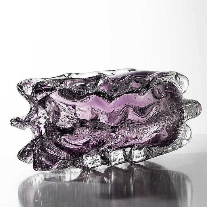 Hand-Blown Sculptural Ribbed Art Glass Decorative Vase