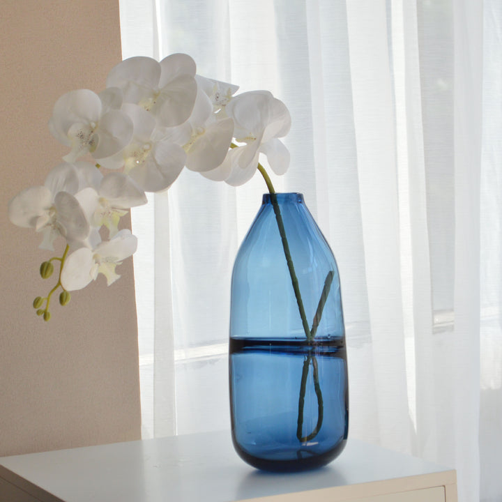 Mid-Sized Hand-Blown Studio Glass Decorative Cylinder Vase with Narrow Neck