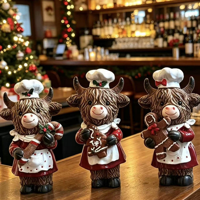 Enchanting Christmas cow figurine