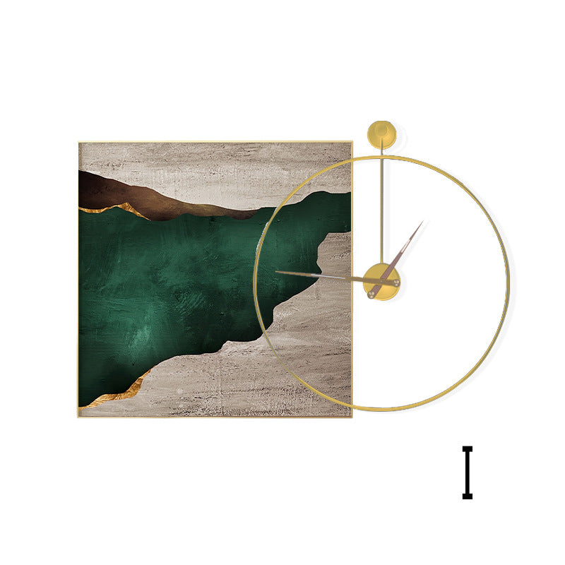 Artistic Wall Clock and Framed Abstract Artwork