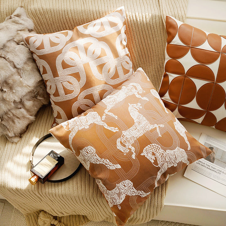 Embroidered Leaf Pattern Decorative Pillow