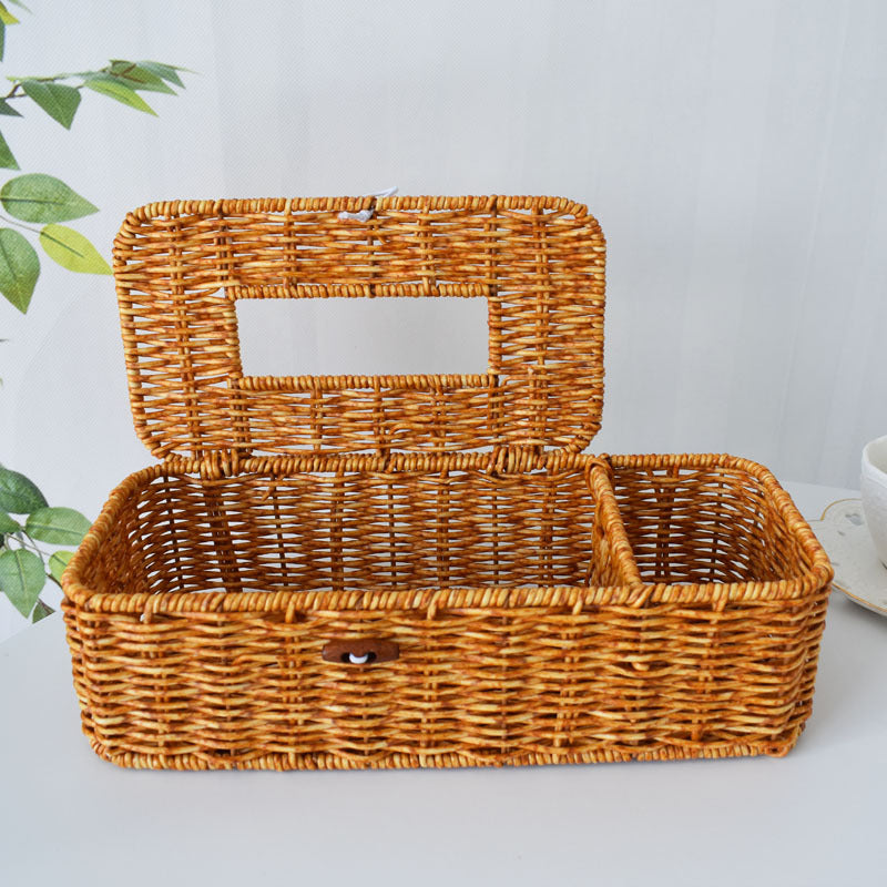 Handcrafted Woven Storage Organizer with Lid