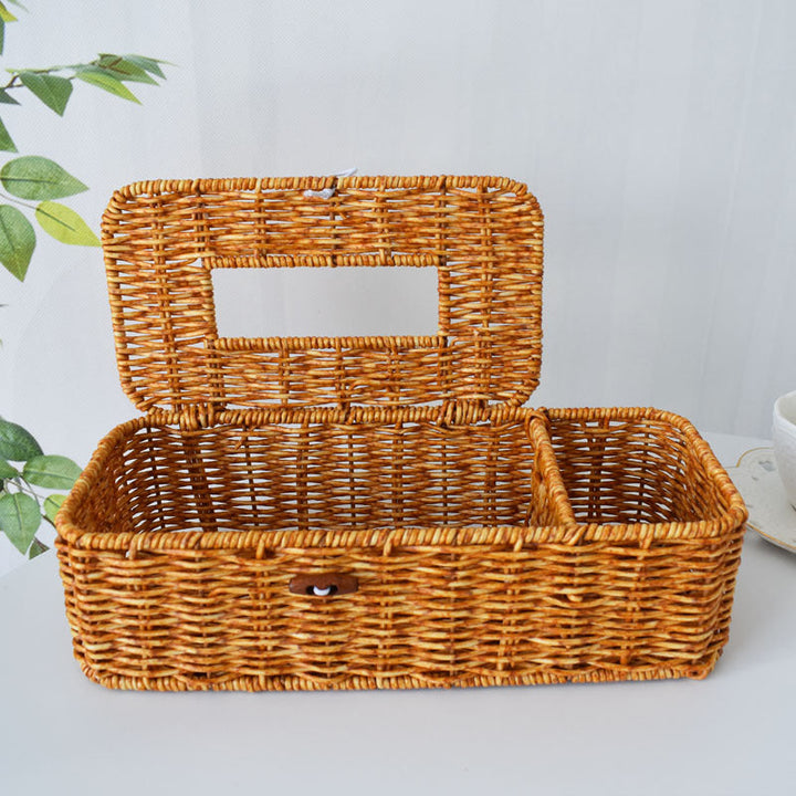 Handcrafted Woven Storage Organizer with Lid