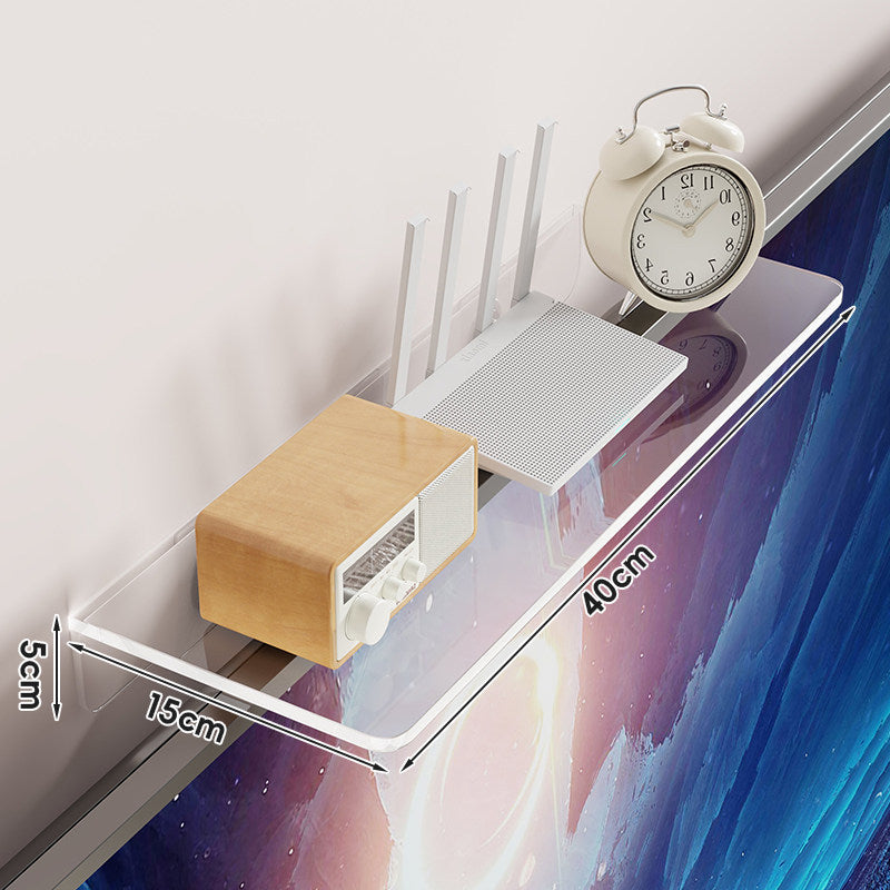 Clear Acrylic TV-Edge Corner Shelf for Small Plants and Remote Organizer