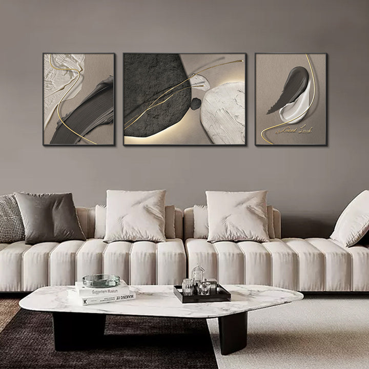 Abstract Textured Framed Wall Art Set