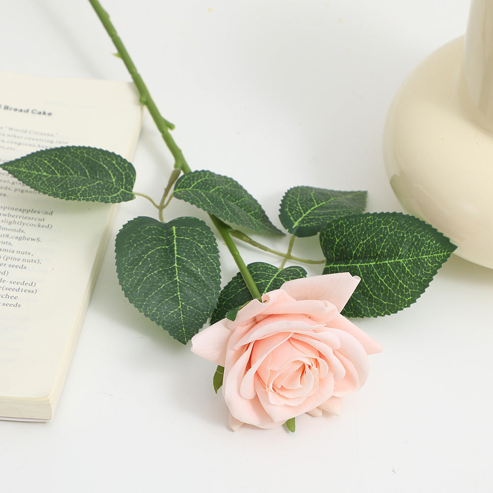 Artificial Silk Rose with Leaves