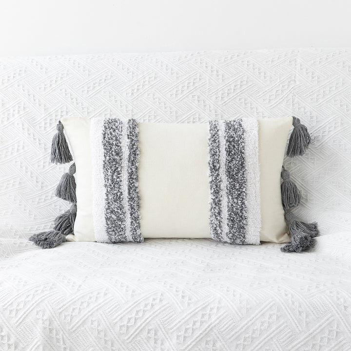 Textured Tassel Accent Throw Pillow