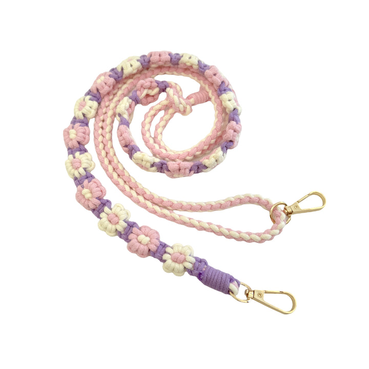 Macrame Pet Leash with Floral Detailing