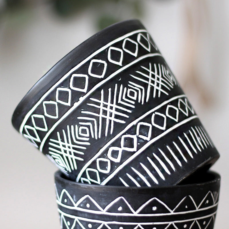 Decorative plant pots in Ethno style