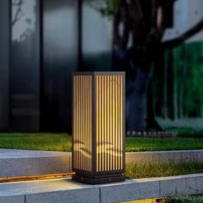 Outdoor Solar Lantern Path Light with Decorative Frosted Glass Panels