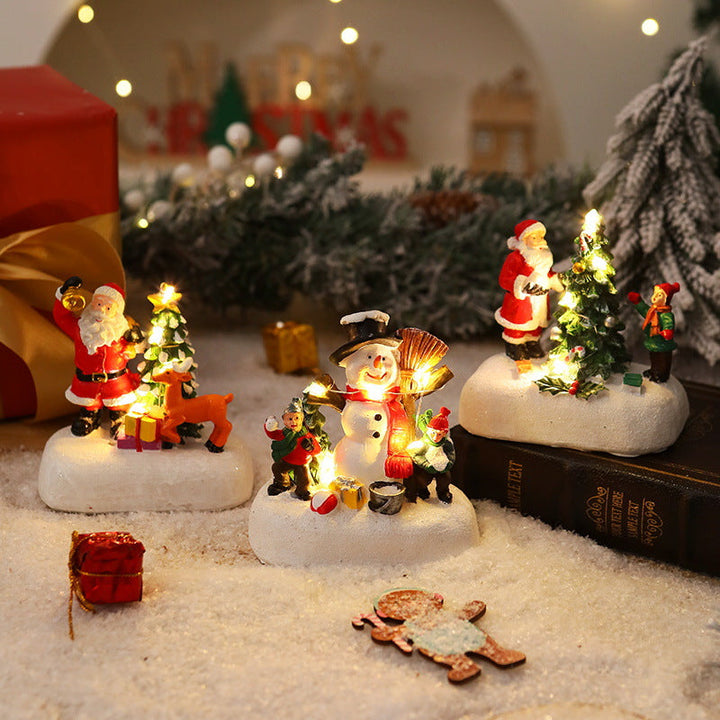 Illuminated Christmas figure with Christmas tree