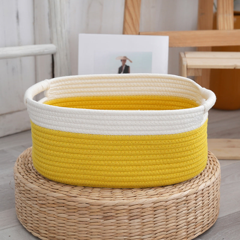 Natural storage basket with ribbons