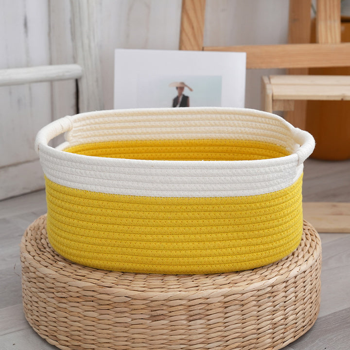 Natural storage basket with ribbons