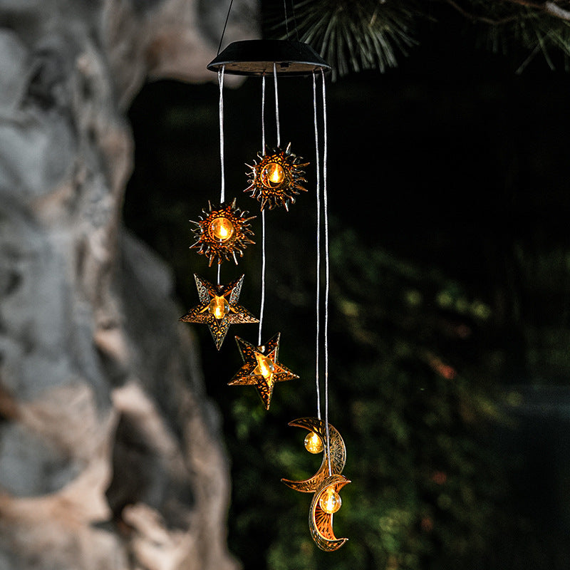 Outdoor Metal Star Wind Chime with Resonating Aluminum Tubes