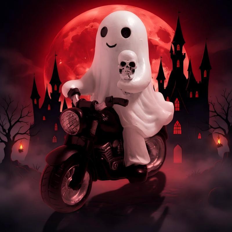 Creepy motorcycle figure