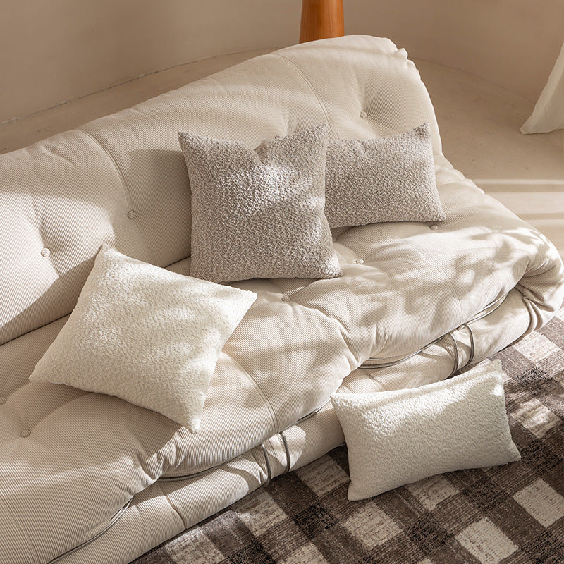 Rectangular Boucle Lumbar Pillow with Textured Teddy Surface
