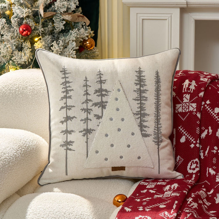 Festive Tufted Chenille Merry Christmas Lumbar Throw Pillow
