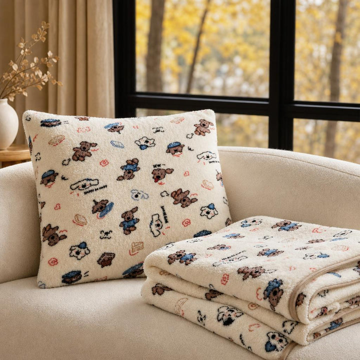 Cute Cartoon Print Plush Throw Blanket