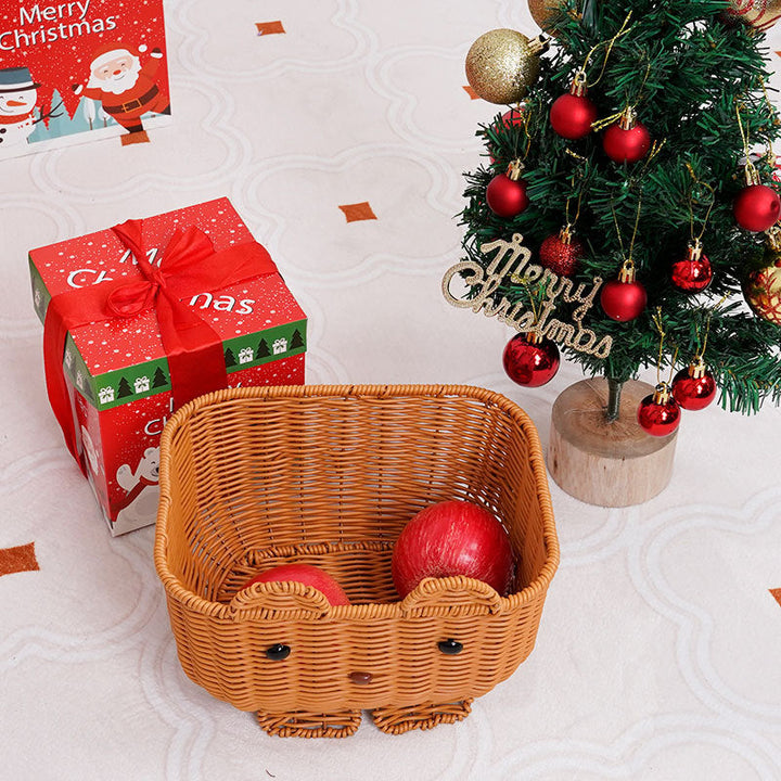 Cute Animal-Themed Woven Storage Basket