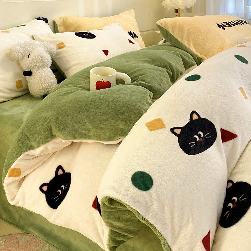 Soft Plush Cartoon-Themed Duvet Cover Set
