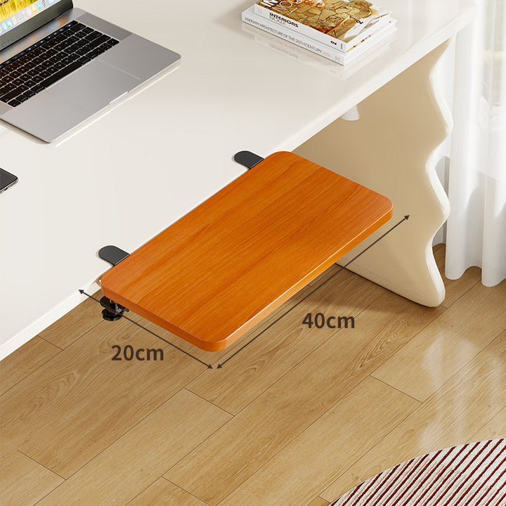 Under-Desk Bamboo Slide-Out Work Surface Clamp-Mounted Keyboard & Mouse Platform
