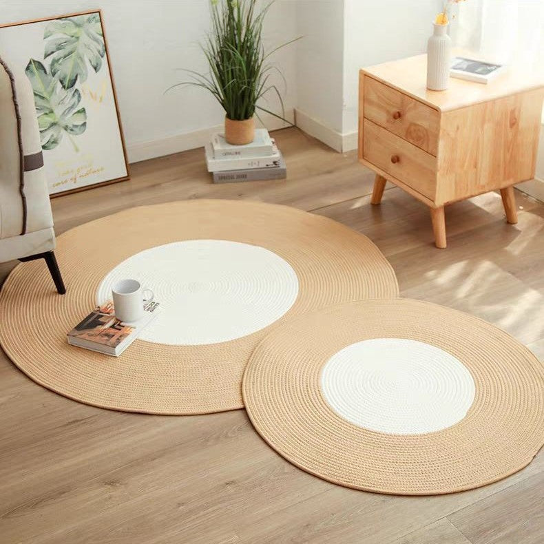 Round natural fiber rugs