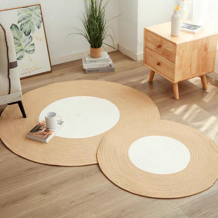 Round natural fiber rugs