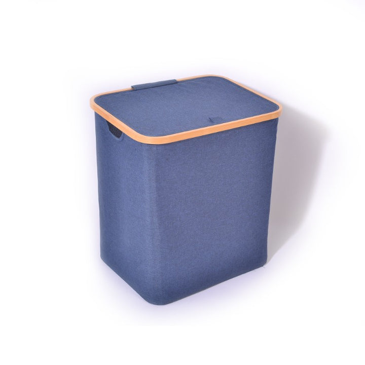 Storage basket with wooden frame