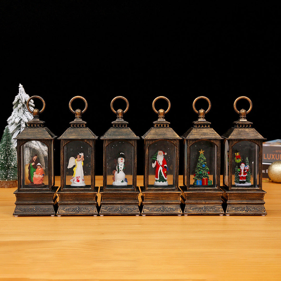 Nostalgic Christmas lantern with moving scene